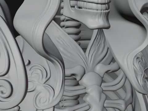 Hooded Skeleton Reaper Bust Statue Design 1 - 3D Print Model 3D Print Model
