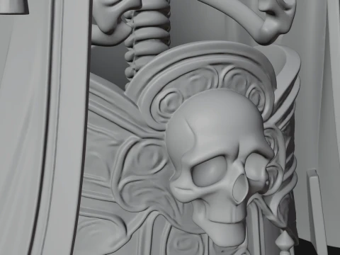 Hooded Skeleton Reaper Bust Statue Design 1 - 3D Print Model 3D Print Model