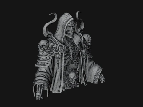 Hooded Skeleton Reaper Bust Statue Design 1 - 3D Print Model 3D Print Model