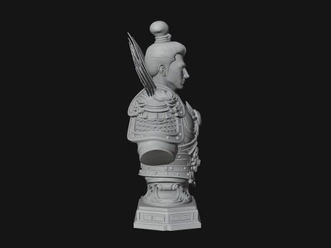 Winged Chinese General Bust Statue Design 1 - 3D Print Model 3D Print Model