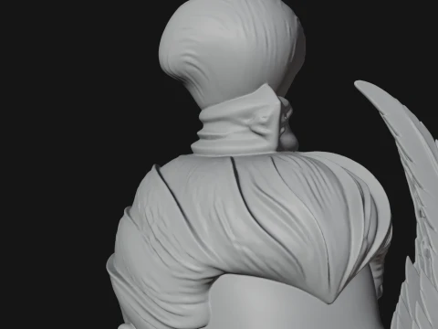 Winged Chinese General Bust Statue Design 1 - 3D Print Model 3D Print Model