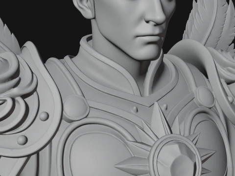 Winged Chinese General Bust Statue Design 1 - 3D Print Model 3D Print Model