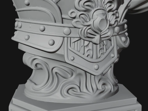 Winged Chinese General Bust Statue Design 1 - 3D Print Model 3D Print Model