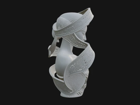 Ethereal Lace Woman Bust Statue Design 4 - 3D Print Model 3D Print Model