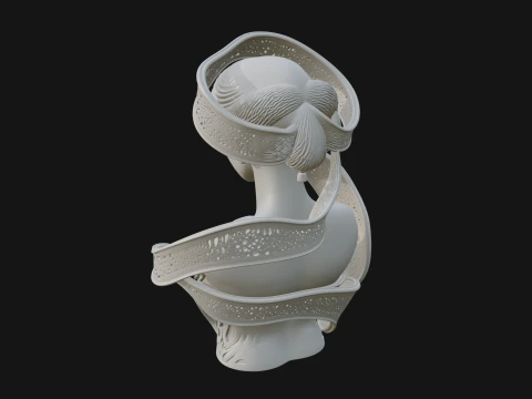 Ethereal Lace Woman Bust Statue Design 4 - 3D Print Model 3D Print Model