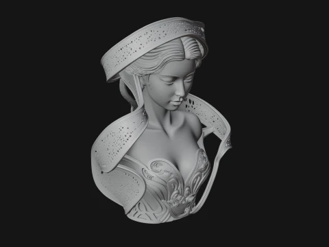Ethereal Lace Woman Bust Statue Design 4 - 3D Print Model 3D Print Model