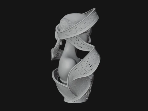 Ethereal Lace Woman Bust Statue Design 4 - 3D Print Model 3D Print Model