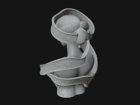 Ethereal Lace Woman Bust Statue Design 4 - 3D Print Model 3D Print Model