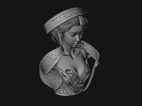 Ethereal Lace Woman Bust Statue Design 4 - 3D Print Model 3D Print Model