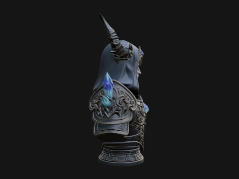 Hooded Crystal Sorcerer Bust Statue Design 3 - 3D Print Model 3D Print Model