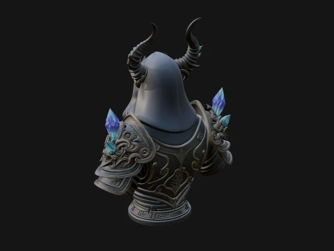 Hooded Crystal Sorcerer Bust Statue Design 3 - 3D Print Model 3D Print Model