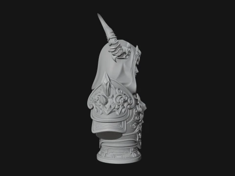 Hooded Crystal Sorcerer Bust Statue Design 3 - 3D Print Model 3D Print Model