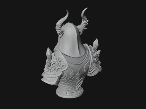 Hooded Crystal Sorcerer Bust Statue Design 3 - 3D Print Model 3D Print Model