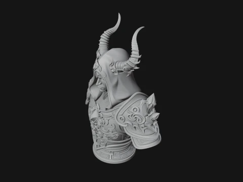 Hooded Crystal Sorcerer Bust Statue Design 3 - 3D Print Model 3D Print Model