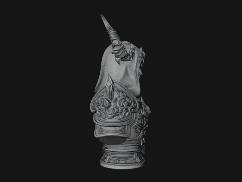 Hooded Crystal Sorcerer Bust Statue Design 3 - 3D Print Model 3D Print Model