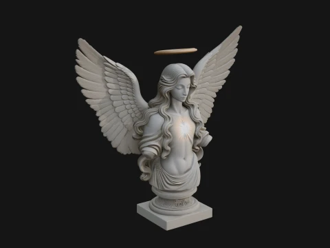 Winged Angel Woman Bust Statue Design 2 - 3D Print Model 3D Print Model