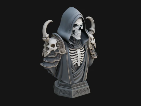 Hooded Skeleton Reaper Bust Statue Design 2 - 3D Print Model 3D Print Model