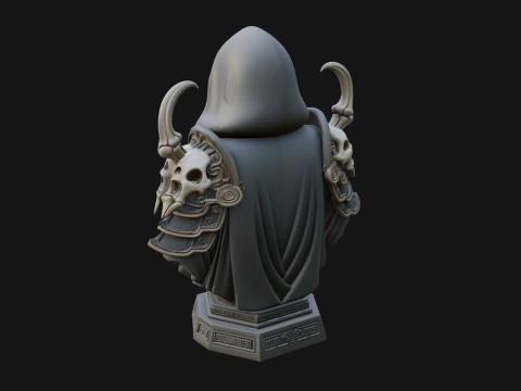 Hooded Skeleton Reaper Bust Statue Design 2 - 3D Print Model 3D Print Model