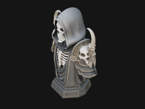 Hooded Skeleton Reaper Bust Statue Design 2 - 3D Print Model 3D Print Model