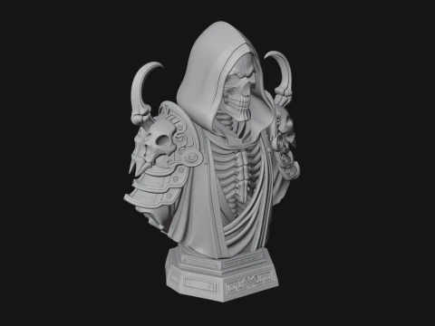 Hooded Skeleton Reaper Bust Statue Design 2 - 3D Print Model 3D Print Model
