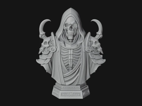 Hooded Skeleton Reaper Bust Statue Design 2 - 3D Print Model 3D Print Model