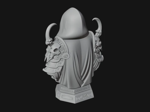 Hooded Skeleton Reaper Bust Statue Design 2 - 3D Print Model 3D Print Model