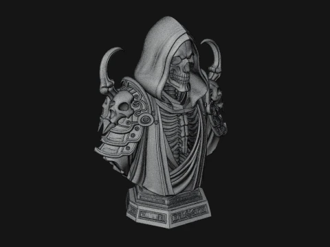 Hooded Skeleton Reaper Bust Statue Design 2 - 3D Print Model 3D Print Model