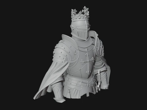 Crusader Knight Bust Statue Design 1 - 3D Print Model 3D Print Model
