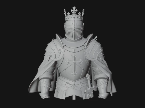 Crusader Knight Bust Statue Design 1 - 3D Print Model 3D Print Model