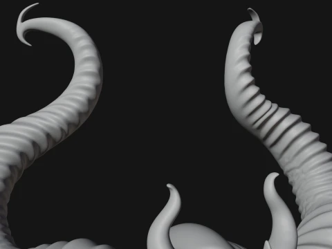 Horned Demon Lord Bust Statue Design 6 - 3D Print Model 3D Print Model