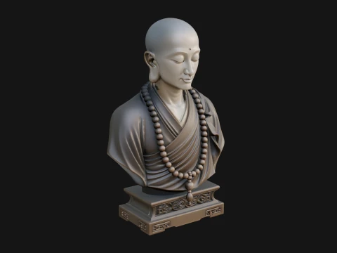Praying Monk Bust Statue Design 1 - 3D Print Model 3D Print Model