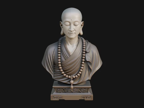 Praying Monk Bust Statue Design 1 - 3D Print Model 3D Print Model