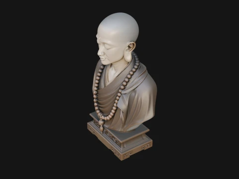 Praying Monk Bust Statue Design 1 - 3D Print Model 3D Print Model