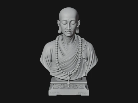 Praying Monk Bust Statue Design 1 - 3D Print Model 3D Print Model