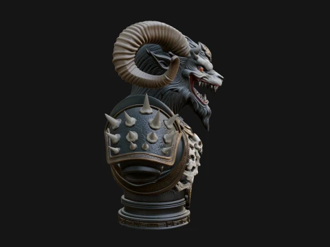Horned Dragon Demon Bust Statue Design 1 - 3D Print Model 3D Print Model