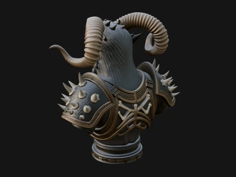 Horned Dragon Demon Bust Statue Design 1 - 3D Print Model 3D Print Model