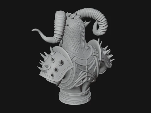 Horned Dragon Demon Bust Statue Design 1 - 3D Print Model 3D Print Model