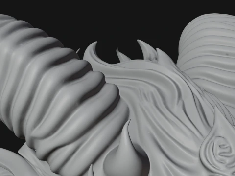 Horned Dragon Demon Bust Statue Design 1 - 3D Print Model 3D Print Model