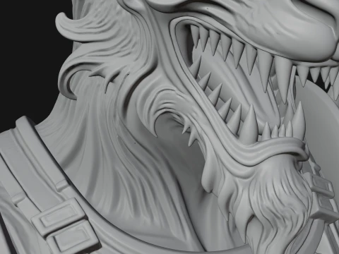 Horned Dragon Demon Bust Statue Design 1 - 3D Print Model 3D Print Model