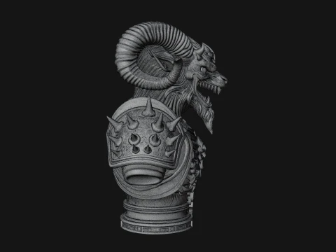 Horned Dragon Demon Bust Statue Design 1 - 3D Print Model 3D Print Model
