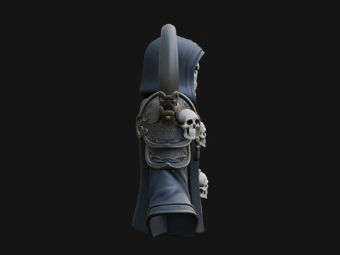Hooded Skeleton Reaper Bust Statue Design 3 - 3D Print Model 3D Print Model