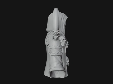 Hooded Skeleton Reaper Bust Statue Design 3 - 3D Print Model 3D Print Model