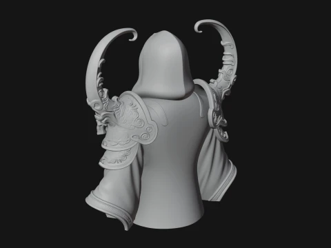 Hooded Skeleton Reaper Bust Statue Design 3 - 3D Print Model 3D Print Model