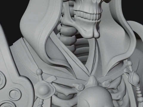 Hooded Skeleton Reaper Bust Statue Design 3 - 3D Print Model 3D Print Model