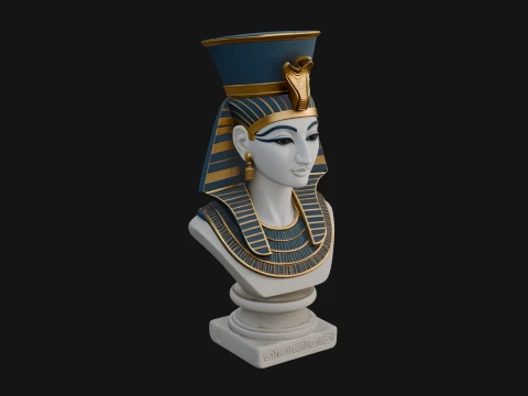Egyptian Queen Bust Statue Design 1 - 3D Print Model Modèles 3D en vedette