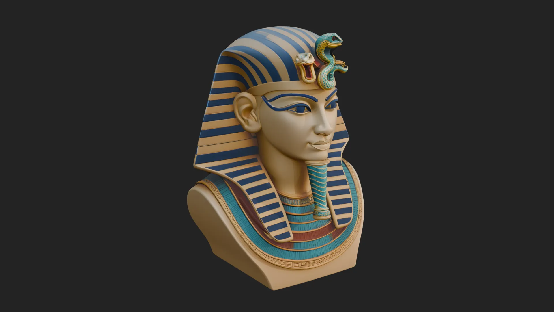 Pharaoh Nemes Bust Statue Design 6 - 3D Print Model 3D Print Model .c4d .max .obj .3ds .fbx .stl .blend 