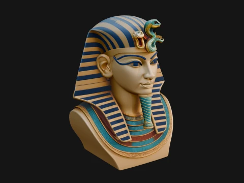 Pharaoh Nemes Bust Statue Design 6 - 3D Print Model 3D Print Model