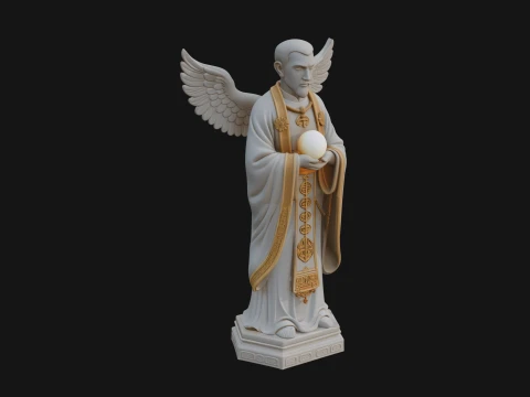 Winged Priest Statue Design 1 - 3D Print Model 3D Print Model