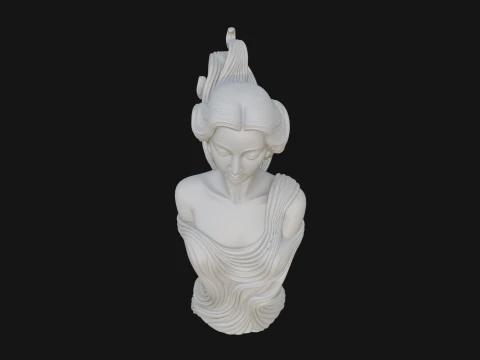 Flowing Hair Woman Bust Statue Design 3 - 3D Print Model 3D Print Model