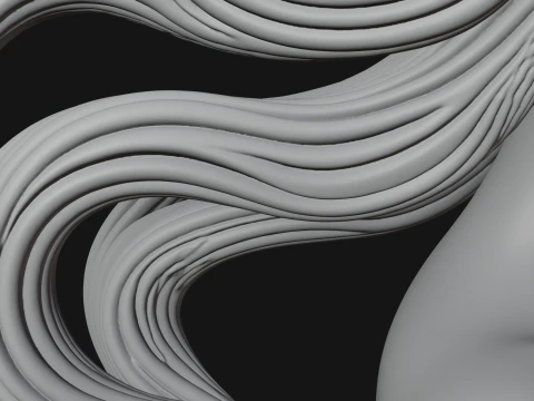 Flowing Hair Woman Bust Statue Design 3 - 3D Print Model 3D Print Model